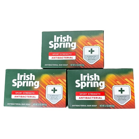 Irish Spring Sport Strength Antibacterial Bar Soap - 3 Count Exp 12/2022 - Picture 1 of 3